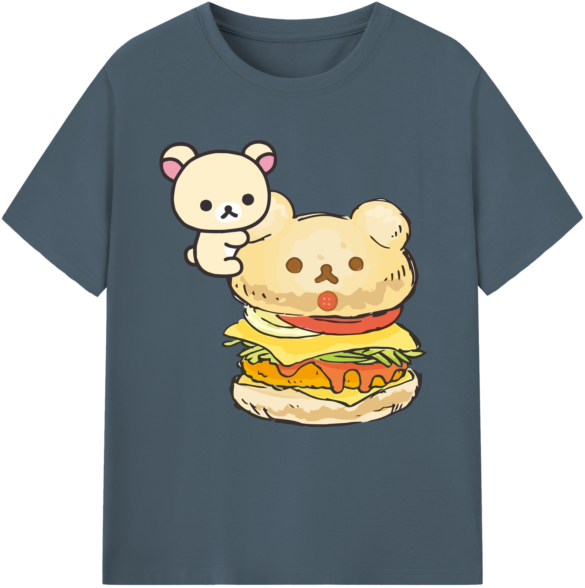 （画像用） リラックマ リラックマ キイロイトリ Rilakkuma Korilakkuma Kiiroitori 綿100％半袖Tシャツ（フロントプリント）
